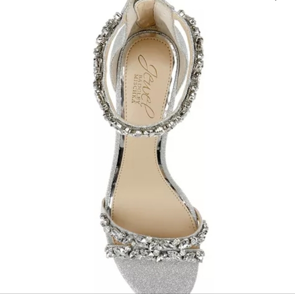 Jewel by Badgley Mischka Caroline Embellished Ankle Strap Evening Sandals -9 - Picture 4 of 6